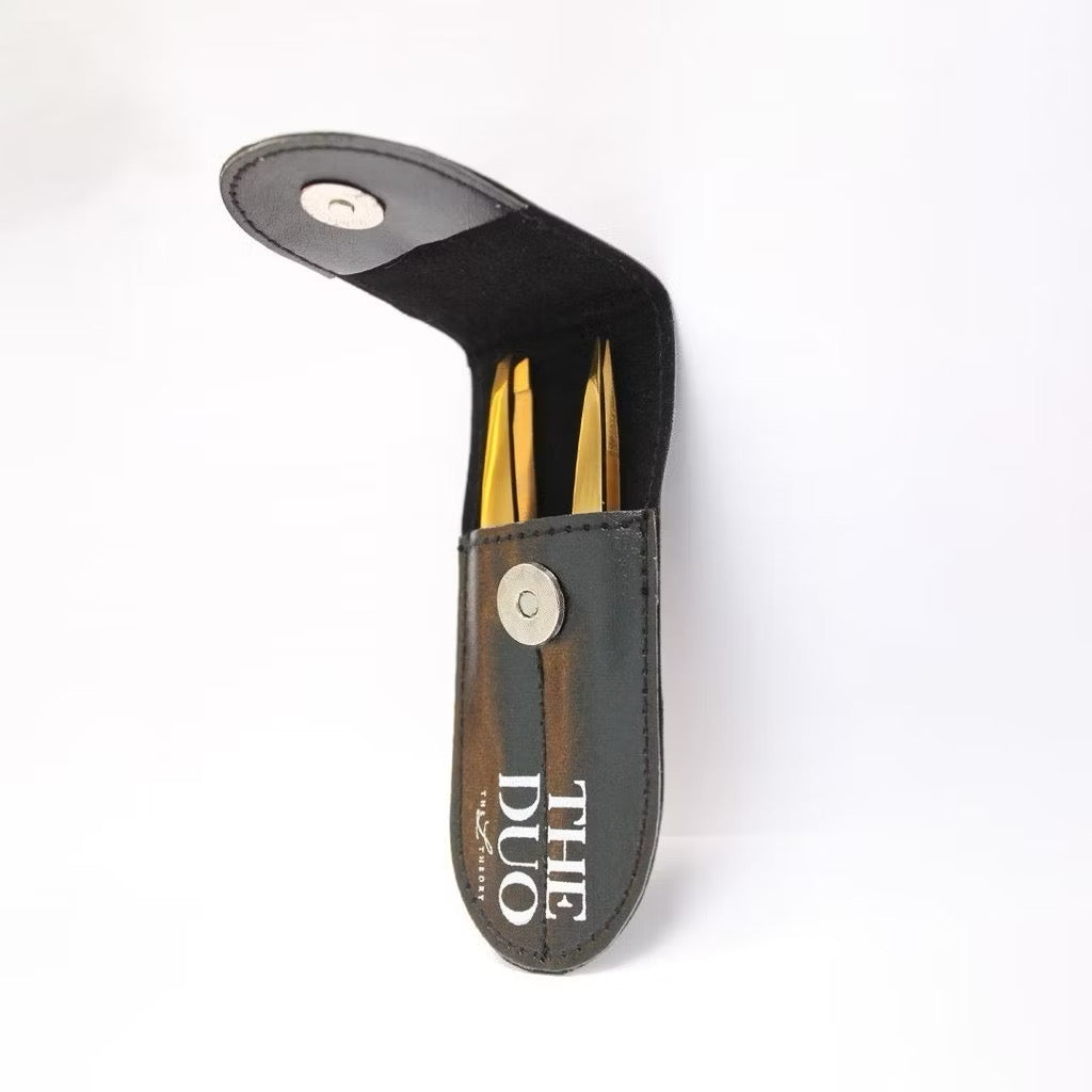 THE DUO Slanted & Pointed Professional Eyebrow Tweezers by The L Theory