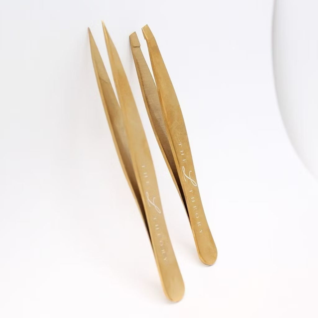 THE DUO Slanted & Pointed Professional Eyebrow Tweezers by The L Theory